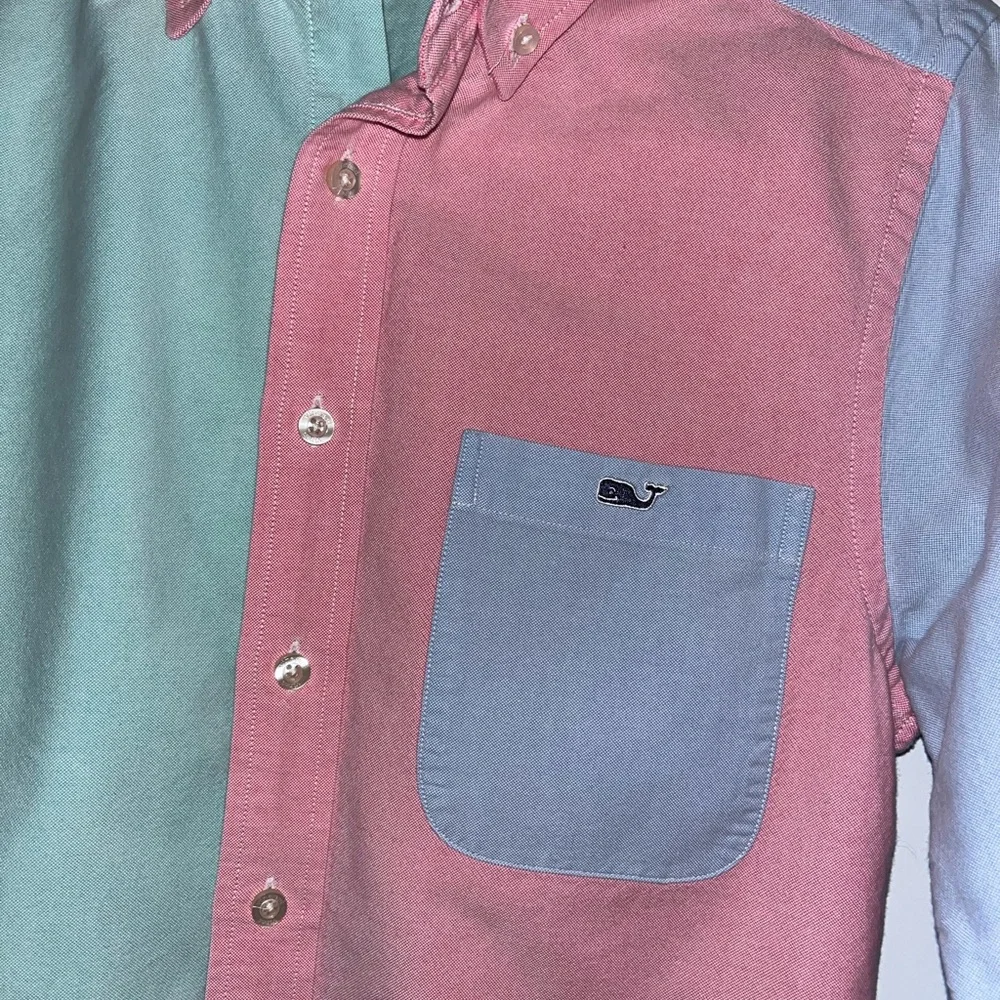 Vineyard Vines Slim Fit Tucker Shirt Green Blue Pink Oxford Button Down Size XS - Picture 3 of 14